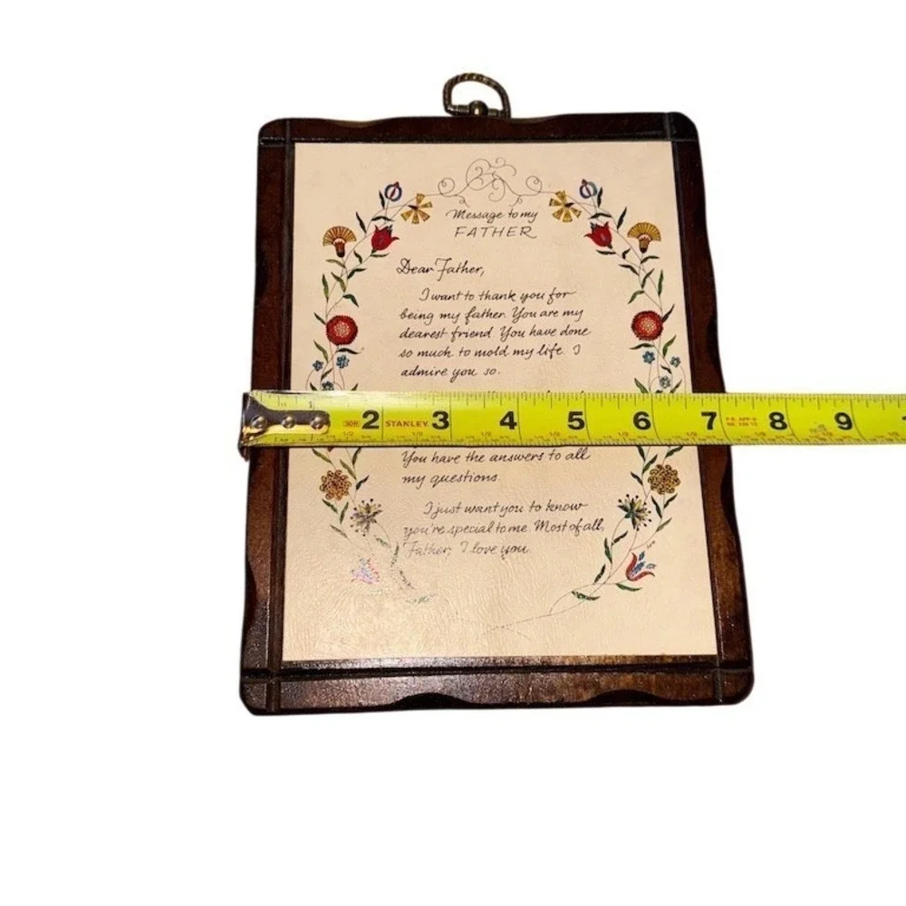 Jerry Schultz Wall Plaque Message to My Father Poem Floral 11x9 Vtg Father's Day